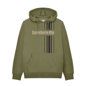 Lambretta Mens AW25 Striped Hoodie / Khaki Green